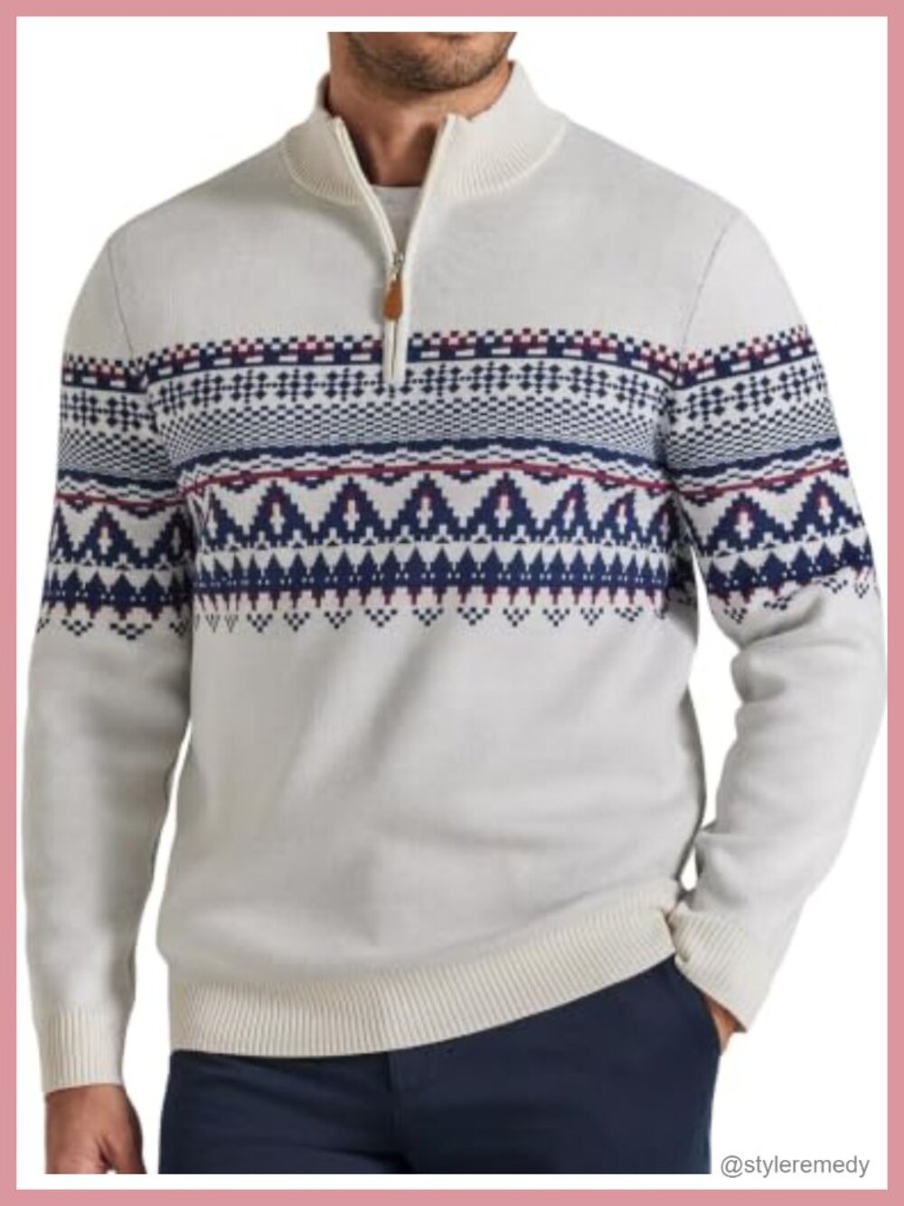 Men's Quarter Zip Pullover Sweater Long Sleeve Mock Neck Slim Fit Knit